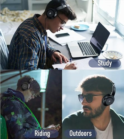 Rebocico Wireless Over Ear Headphones with Mic, 70 Hours Playtime, HiFi Stereo Sound, Foldable Lightweight Headset for Long Trips, Work, Study and Everyday Music