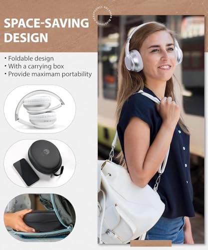 rockpapa E8 Over the Ear Bluetooth Headphones with Microphone for Kid Children Boy Girl Youth Teen Adult, Foldable Wired/Wireless Headphones with Mic, Include Travel Case, Silver - color: Silver, style: with Case