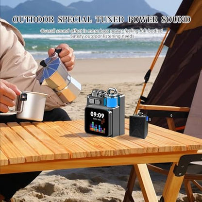 bosta Portable Bluetooth Speaker with Touch Screen, Wireless Stereo Pairing, Wild Mini Rugged Travel Outdoor Speaker, Metal Wild Cool Look, for Travel Home Shower Party Beach Camping Hiking (Gray)