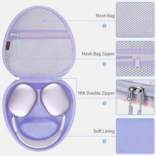 Fintie Hard Case for AirPods Max 2 (2026) and AirPods Max 1 (2024/2020) | Travel Carrying Storage Bag, Shockproof, Protective, Auto Wake/Sleep, Lilac Marble - color: lilac marble