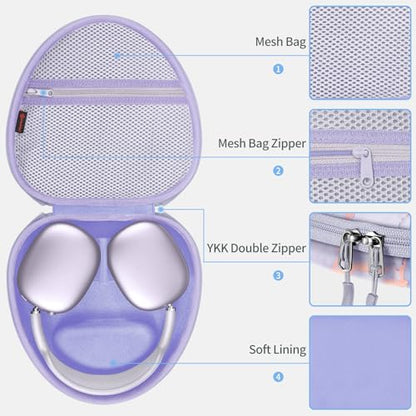 Fintie Hard Case for AirPods Max 2 (2026) and AirPods Max 1 (2024/2020) | Travel Carrying Storage Bag, Shockproof, Protective, Auto Wake/Sleep, Lilac Marble - color: lilac marble