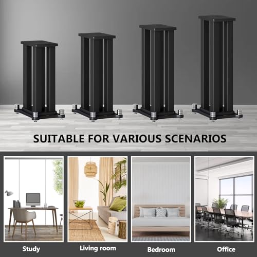 A Pair of Speaker Stands, Bookshelf Speaker Stand Steel Frame Support for Speakers up to 40 kg, Vibration-Absorbing MDF Design, Studio Monitor Stands Improves Sound Quality (70cm/27.5in) - size: 70cm/27.5in