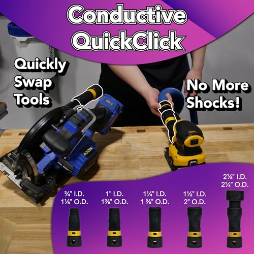 Cen-Tec Systems 95347 Antistatic Expanded Multi-Brand Power Tool Adapter Set for Dust Collection, Black, Expanded Adapter Set
