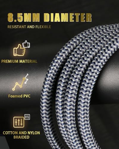 14AWG Audiophile Speaker Cable with 4mm Banana Plugs, Double-Shielded & Cotton-Braided for Home Theater, Stereo Amplifier and Hi-Fi Speakers (9.84ft/3m) - color: Speaker Cable-2PCS, size: 9.8FT/3M