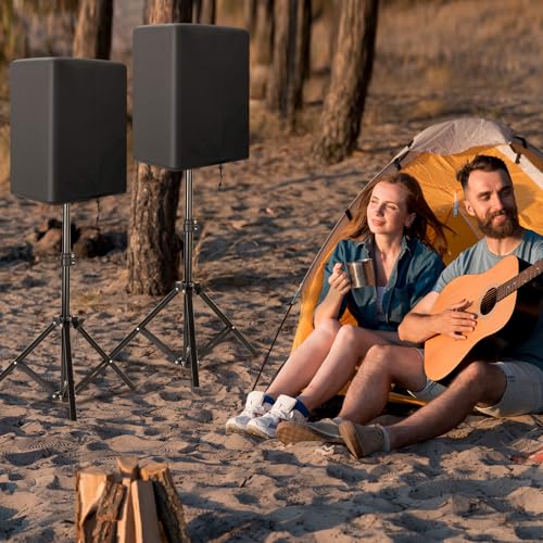 2PCS Speaker Cover for 15 Inch PA/DJ Powered Speaker Mounted on Stand, Outdoor Speaker Covers UV Protection Water Resistant Dustproof 800D Oxford Cloth(Black) - size: XL:30" H x 19" W x 20" D