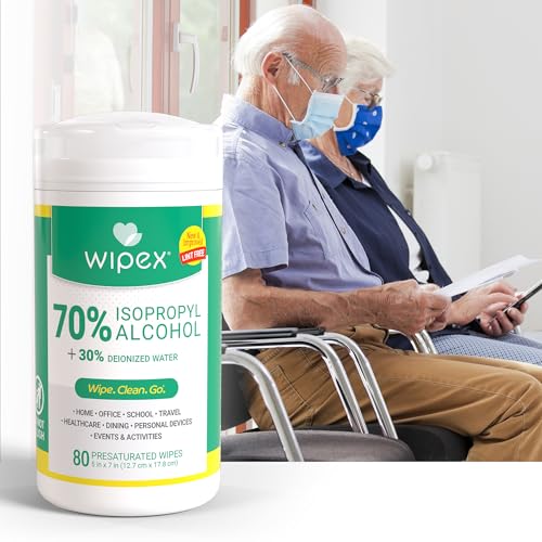 Wipex Alcohol Wipes for Electronics - Lint Free Tech Wipes with 70% Isopropyl Alcohol - Equipment Cleaning for Computers, iPhones and Household Items, 80 Count (Pack of 12) - size: 80 Count (Pack of 12)