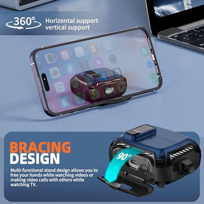 Safety Lock Case for Samsung Galaxy Buds3 FE/3/3 Pro (Blue) | with Phone Stand,with Secure Lock Clip & Cleaning kit Full Body Shockproof Carbon Fiber Protection Design - color: D-blue