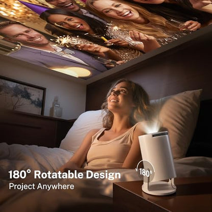 [2026 Upgraded] Mini Projector 4K Supported, Built-in App, Android TV OS X1 - color: White