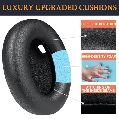 SOULWIT Replacement Kit for Sony WH-1000XM4 Headphones, Ear Pads Cushions + Headband Repair Part - Black - color: Black