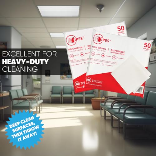 Mwipes Lint Free Cloth - 12" x 12" 50 Pack, Highly Absorbent Disposable Microfiber Cleaning Cloths for Industrial, Medical, Staining, Cast Iron, Woodworking, Makeup, Nail Polish - style: 12x12 – Pack of 50