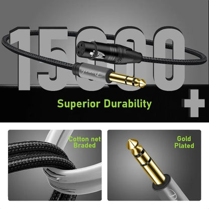 2 Pack 1/4" to XLR Cable 3FT, Gold Plated Jack 6.5mm Stereo Male to XLR Female, Balanced 1/4" TRS (Quarter Inch) to XLR Patch Cable Microphone Cord for Speaker Mixer Studio Monitor Preamp - size: 3FT/1M