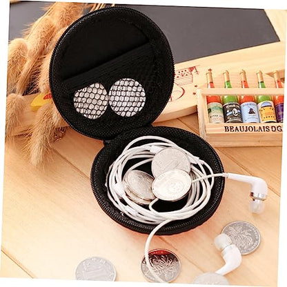 Red EVA Earphone Case, Mini Ball Shape Zipper Protect Pouch - color: Red