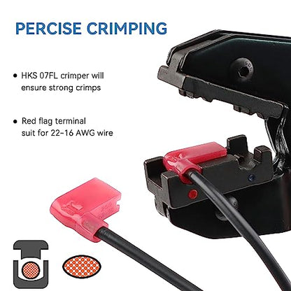 HKS 100 PCS Flag Spade Terminals 90 Degree Female - Red 22-18 AWG - Nylon Quick Disconnect Wire Connector - Right Angle - Crimp Insulated - color: 100PCS RED