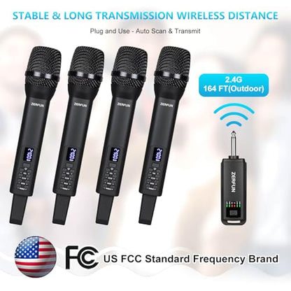 Rechargeable Wireless Microphones 4 Pack, D240, Black - color: Black, style: 4 Mics