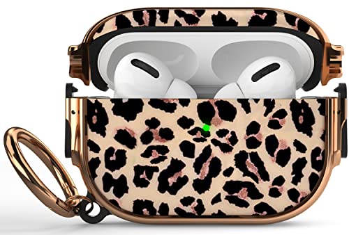 for AirPods Pro 2nd/1st Case with Safety Lock, Magsafe Compatible, Leopard | Double Secure Lock,Drop Protection,Two-Piece Design,with Gold Keychain, Anti Lost, Dustproof, Cute AirPods Pro 2nd/1st Case - color: Brown + Yellow, size: AirPods Pro2/Pro1 Case