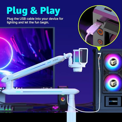 IXTECH RGB Low Profile Boom Arm for Mic, Adjustable Microphone Arm Stand with Desk Mount Clamp, Rotatable Microphone Boom Arm Mic Stand with Cable Management for Podcast Streaming Gaming Studio. - color: 5 LIZARD RGB