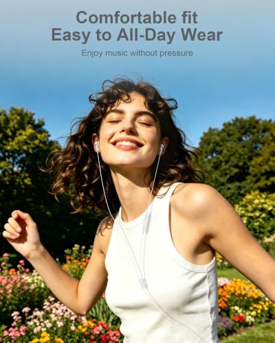 3.5mm Aux Jack Earbuds, Wired Over Ear Buds with Microphone, in-Ear Headphones for Apple iPhone ipad EarPods for Computer Laptop Gaming Devices, Stereo Bass Earphones for MP3 PC Air Pods Samsung - color: White