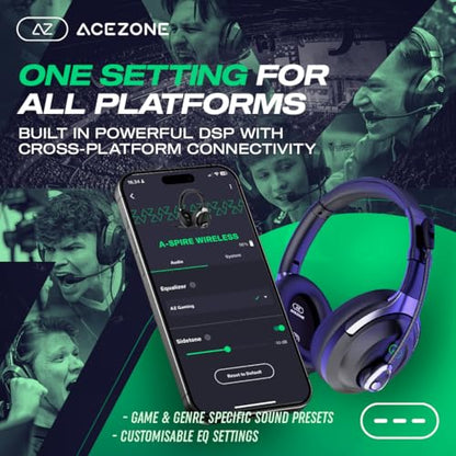 ACEZONE A-Spire Wireless Gaming Headset, Tournament-Grade Hybrid ANC, Ultra-Low Latency, Flip-to-Mute Mic, App EQ, 35+ Hr Battery, 270g, 2.4GH, BT, USB-C, 3.5mm, for PC, MacOS PS4/PS5, Switch, Mobile