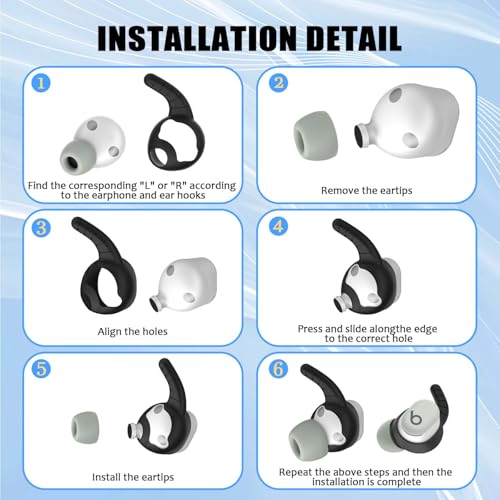 Ear Hooks for Beats Solo Buds, 5 Pairs Ear Hook Compatiable with Beats Solo Bud 2024 Silicone Accessories Anti-Slip Ear Covers Holder [Not Fit in The Charging Case](Black)