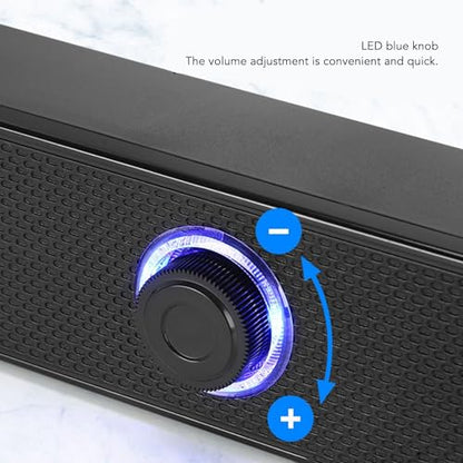 Diyeeni HiFi Clear Sound USB Desktop Soundbar with Volume Knob, Mini Speaker for PC Laptop Tablet