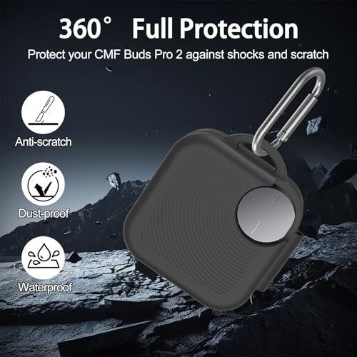 for CMF Buds 2 Plus/CMF Buds 2 / CMF Buds Pro 2 Case Cover, Soft Silicone Protective Earbuds Case, Headphones Case with Carabiner Accessories Set(Black) - color: Black
