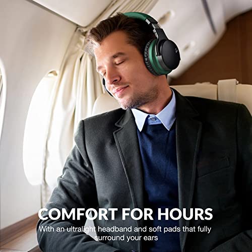 MOVSSOU Million Sold Classic E7 Active Noise Cancelling Headphones | Upgraded HD Sound, Wireless Bluetooth Headphones Over The Ear Unequaled Comfort, Vivid Deep Bass, for Home Office Travel Gift - color: Teal Green