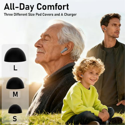Wireless Earbuds 2 Pack, ANC in-Ear Bluetooth Headphones, Big Bass Durable, Lightweight Design for Noisy Factories, Gym, and Travel, 60 Hour Long Playtime (Glossy Black) - color: Glossy Black