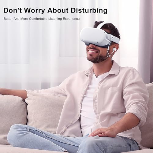AMVR Noise Isolating Earbuds Earphones Custom Made for Meta Quest 2 VR Headset, with 3D 360 Degree Sound in-Ear Headphones and Earphone Silicone Holders (White) - color: White