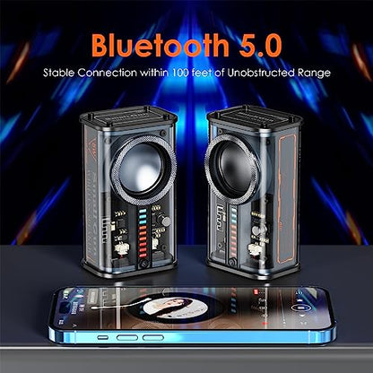 Portable Bluetooth Speaker with Lights, Transparent Wireless Mini Bluetooth Speaker with TWS, Perfect Small Speaker HD Sound and Bass for Office, Home, Shower, Room, Bike, Car (Black) - color: Black