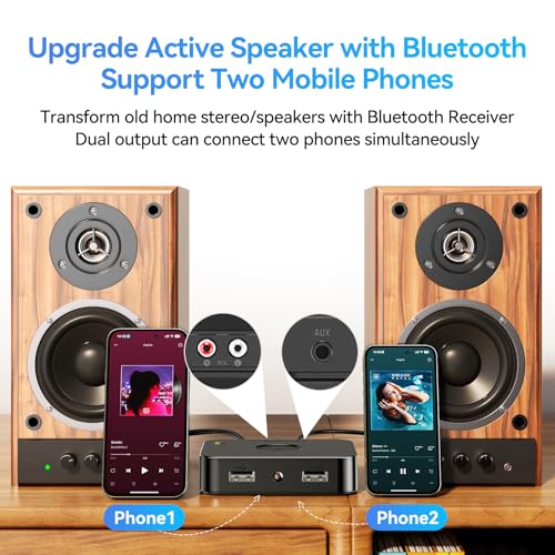 M2R Bluetooth 5.4 Receiver for RCA Adapter for Stereo/Speaker/Wired Speaker/Home Audio Music Streaming Stereo System, Support AUX/RCA/USB