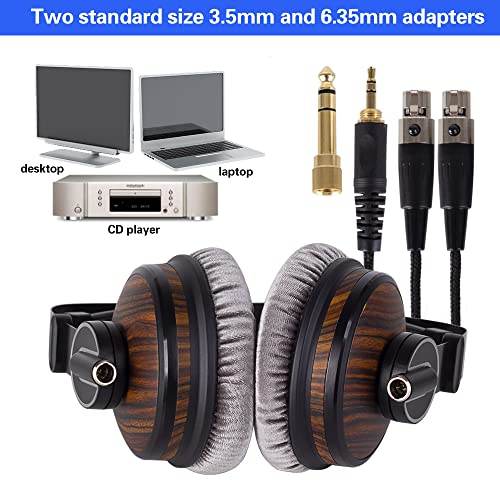 lotoraia HiFi Music Studio Monitor Headphones - 50mm Drivers Unit and 3.5mm/6.35mm Jack, Wired Over Ear Headphones for Music, DJ Mixing, Audiophile and AMP Computer Recording