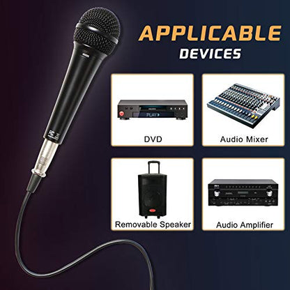 Karaoke Microphone for Singing, Perrycom Dynamic Microphone, Vocal Microphone with On Off Switch, Handheld Microphone Clip, XLR Mic- Cardioid - style: Super Cardioid