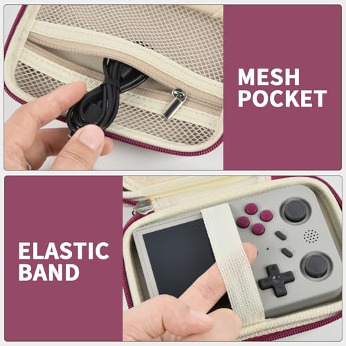 PAIYULE Travel Carrying Case for R36S RG353V RG353VS Handheld Game Console - color: Beige, style: For R36s