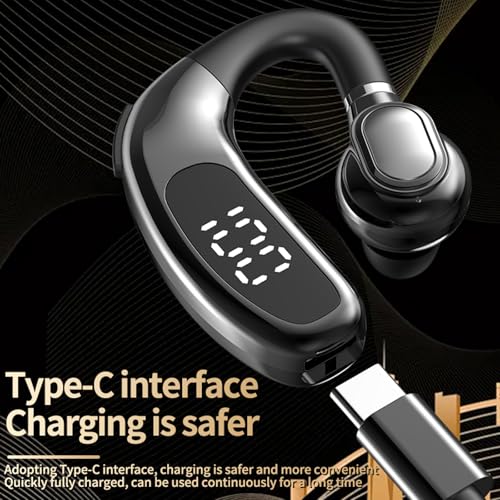Wireless Handsfree Bluetooth Earpiece for Driving Single Earbud Bluetooth Headset One Ear Earbuds Open Ear Earphone Running Sports Headphones with Ear Hook Trucker Blue Tooth Headset for Business