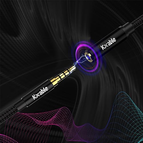 2 Pack 3.5mm Headphone Extension Cable 6FT, 4 Pole TRRS 1/8 inch Male to Female Stereo Audio Cord, Nylon Braided, Microphone Compatible, for Headphone, iPad, Smartphone, Media Players, Tablet- Slim - size: 6FT (2-Pack)