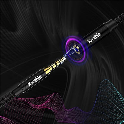 Kxable 3.5mm Headphone Extension Cable 15FT, 4 Pole TRRS 1/8 inch Male to Female Stereo Audio Cord, Nylon Braided, Microphone Compatible, for Headphone, iPad, Smartphone, Media Players, Tablet- Slim - size: 15FT
