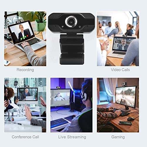 Zopsc 1080P USB Webcam with Microphone for Video Calling | Desktop Computer Camera, Plug and Play, 2MP HD, Built in Noise Reduction Mic, Compatible with PC Laptop