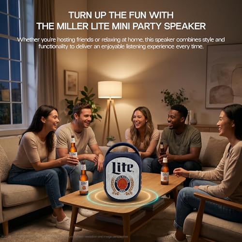 Gabba Goods Miller Lite Bluetooth Speaker, Portable Wireless Sound System, Dual 5W Drivers, Bluetooth 5.3, 50mm High-Fidelity Audio, AUX, USB, MicroSD, FM Radio, Built-in Mic & USB-C (Black, Curved) - color: Black