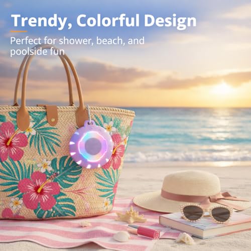 HEYSONG Waterproof Shower Bluetooth Speaker, Durable & Portable with Clear Sound, Ideal for Shower, Pool, Beach & Kayaking – Great Gift for Girls, Women & Men - color: Purple