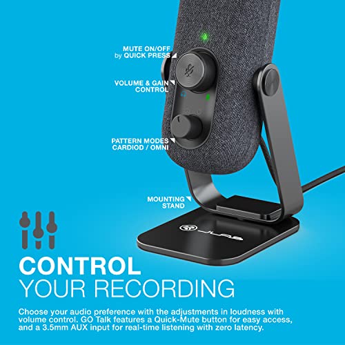 JLab, Go Talk, USB-C Microphone, Cardioid Omnidirectional, Plug and Play, Black - color: Black