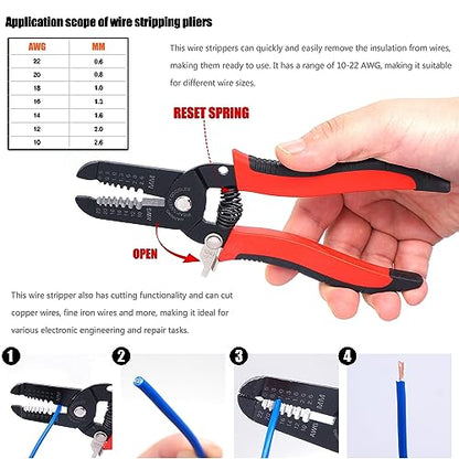 Twidec/640Pcs 2.8/4.8/6.3mm Quick Splice Male and Female Wire Spade Connector Crimp Terminal Golden Kit with Wire Terminal Crimping Pliers Tools 26-16AMG for Electrical Wiring Car Audio Speaker - color: Gold 640PCS+SN-48B