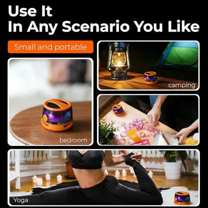 G200 2-Pack Orange Mini Magnetic Bluetooth Speaker with Kickstand | IPX4 Waterproof, Full-Range Stereo Sound, TWS Pairing, RGB Lights, Grad Gift, Travel, Cycling, Hiking, Golf, Gym Yoga, Beach - color: Orang