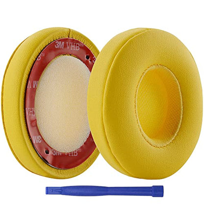 Beats Solo 3 Ear Pads Replacement, BUTIAO Soft Protein Leather Memory Foam Headphone Earpads Ear Cushions Pad for Beats by Dre Solo 3 Wireless & Solo 2 Wireless Over Ear Headsets (Yellow) - color: Yellow