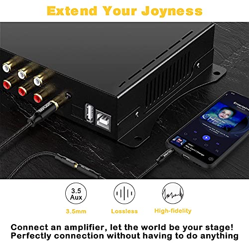 1/4 to 3.5mmAdapter for Mixer Guitar Piano Amplifier Speaker 30CM | 6.35 mm Male to 3.5 mm TRS Female Audio Jack Adapter,Braided Tangle-free Cord,24K Gold Plated Brass Audio Jack Plug Converter - size: 0.98 Feet