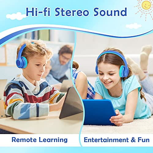 Candy Bila Kids Bluetooth 6.0 Headphones, LED Light, 85Hours Playtimes - color: Blue