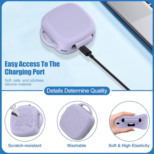 Silicone Case for Raycon Essential Open Earbuds [Purple], with Carabiner All-round Protection Scratch-Resistant Washable Soft SKin Wireless Open Ear Headphones Cover Ultra-Lightweight Cover - color: Purple