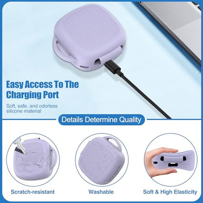 Silicone Case for Raycon Essential Open Earbuds [Purple], with Carabiner All-round Protection Scratch-Resistant Washable Soft SKin Wireless Open Ear Headphones Cover Ultra-Lightweight Cover - color: Purple