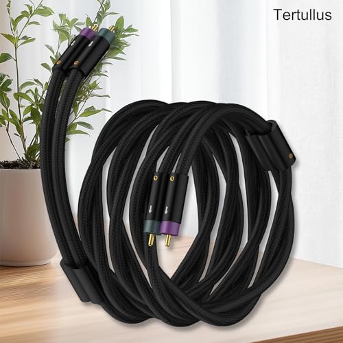 Tertullus RCA Audio Cables OFC Silver Plated Stereo Audio Interconnect Cable with Silver Plated Shielded Braid RCA Male to Male (3.28ft/1M, Black)