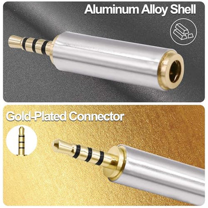 2.5mm to 3.5mmm TRRS Audio Adapter Connector 4pcs | 4Pole 2.5mm Male to 3.5mm Female Stereo Converter,for Mic Phones Headphone Tablets