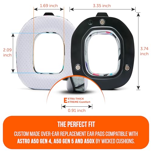 WC Freeze A50 - Cooling Gel Earpads for Astro A50 Gen 4, Gen 5 & A50X | Made by Wicked Cushions | Improved Durability, Thickness & Sound Isolation | 90's White - color: 90's White